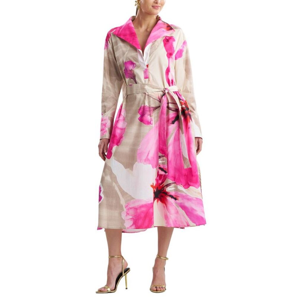 Natori Womens Orchid Poplin Oversized Shirtdress, Pink